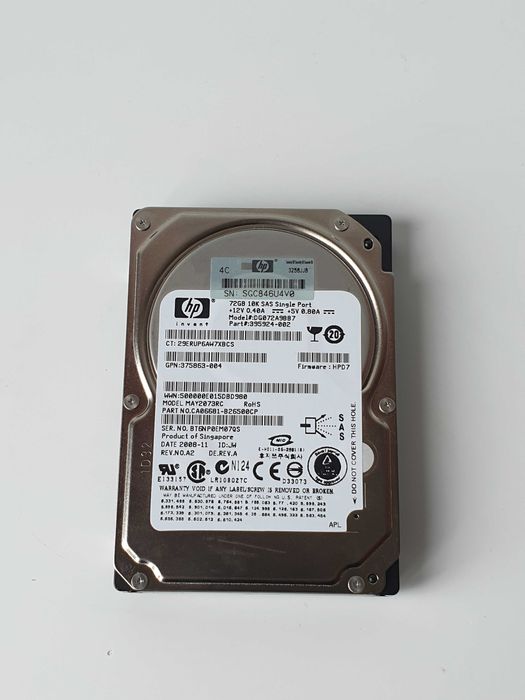 жорсткий   HDD 72GB  HP 395924-002  10K SAS DG072A9BB7 Fujitsu