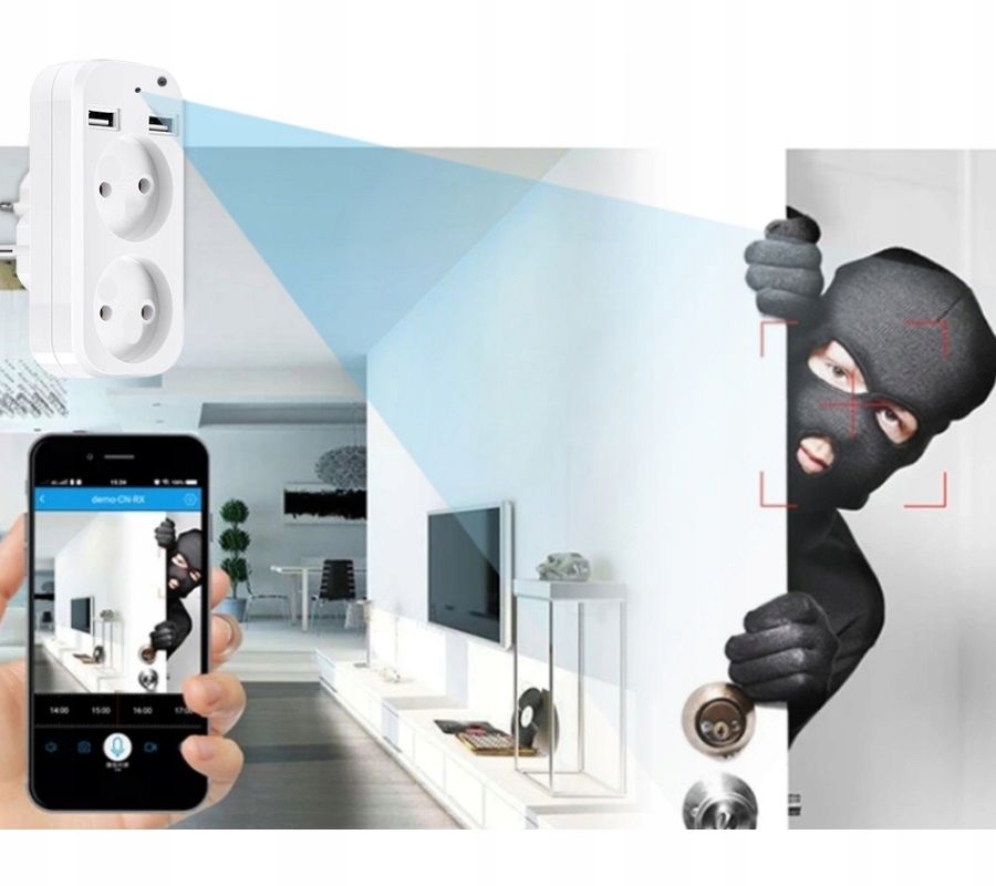 Ukryta Mini Kamera w Rozgałęźniku Adapterze FULL HD Wifi