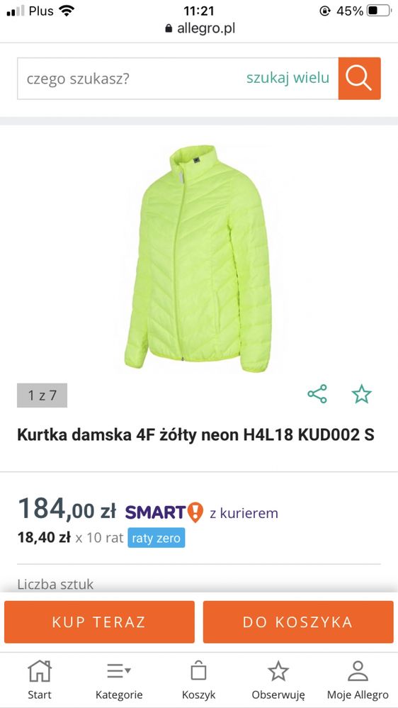 Kurtka damska 4F L neon