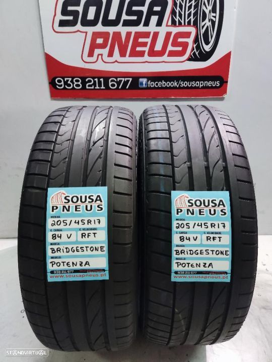 2 pneus semi novos 205-45r17 bridgestone rft - oferta dos portes