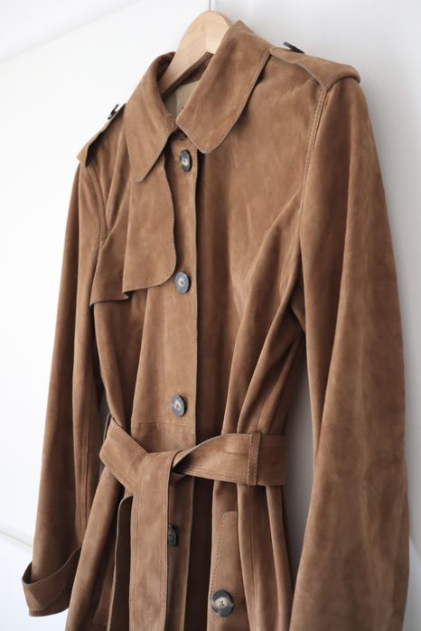 Massimo Dutti Długi skorzany trencz