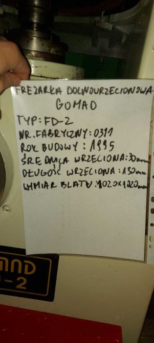Frezarka dolnowrzecionowa GOMAD FD-2 1995r.