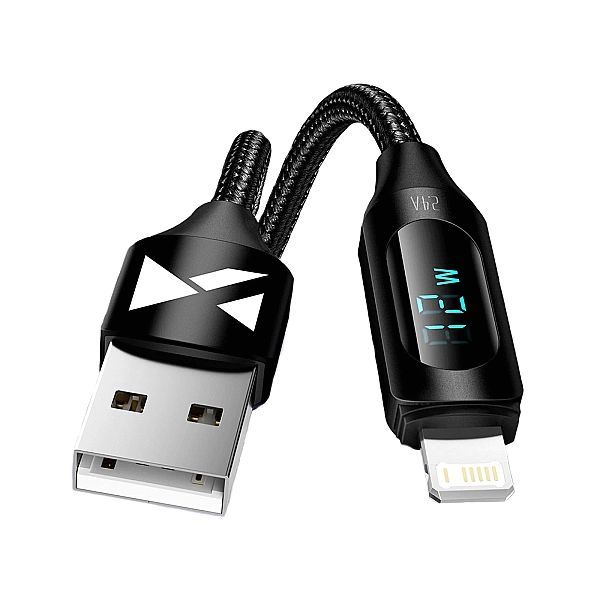 Kabel Usb-a - Lightning Wozinsky Wualc1 z wyświetlaczem Led 2.4a 1m -