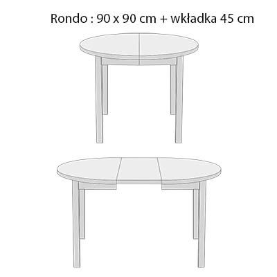 Okrągly stół 90cm + 2x45cm wkladki