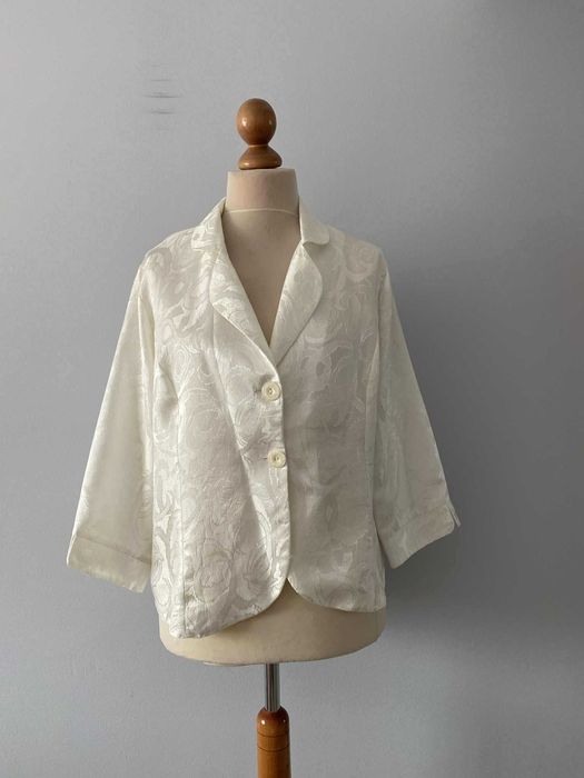 Żakiet kremowy marynarka bolerko wdzianko narzutka duży XXL