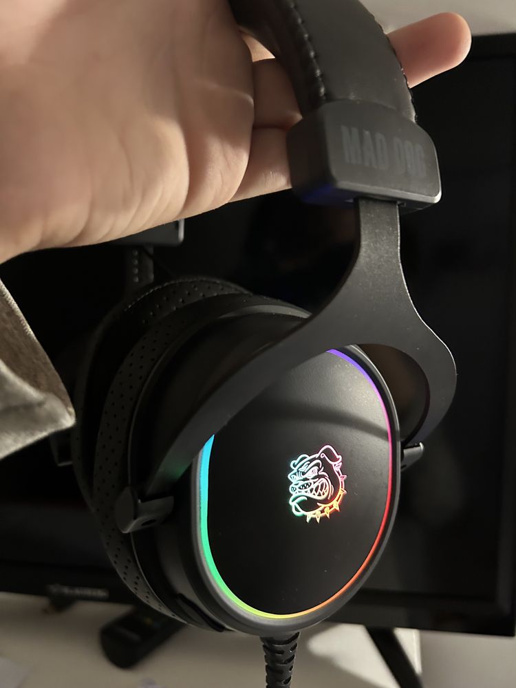 Słuchawki mad dog GH800 gamingowe, podświetlane z mikrofonem