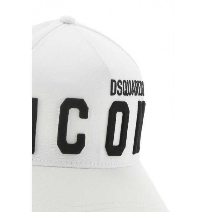 DSQUARED2 ICON włoska czapka z daszkiem WHITE