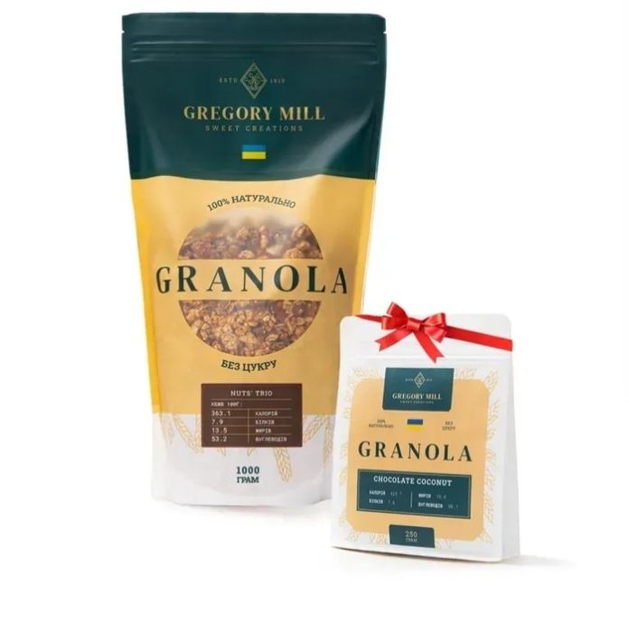 Набір граноли Mini Chocolate Coconut, 1 кг & Cherry Boom, 250 г у пода