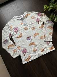 Beż bluzka z długim rękawem piżama croissant kawa 146-152cm/10-12lat