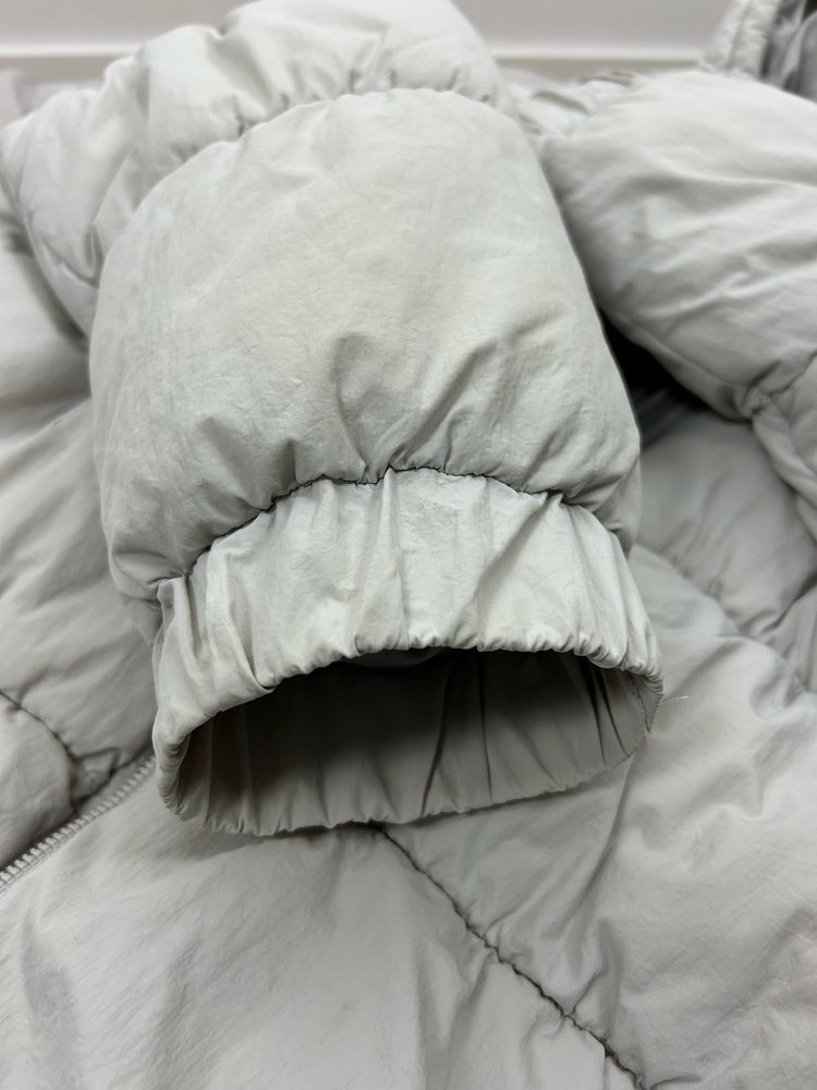 Kurtka ocieplana zimowa H&M L oversize szara jasna puffer z kapturem