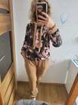 Komplet welurowy dres brazowy / beżowy bluza z kapturem L