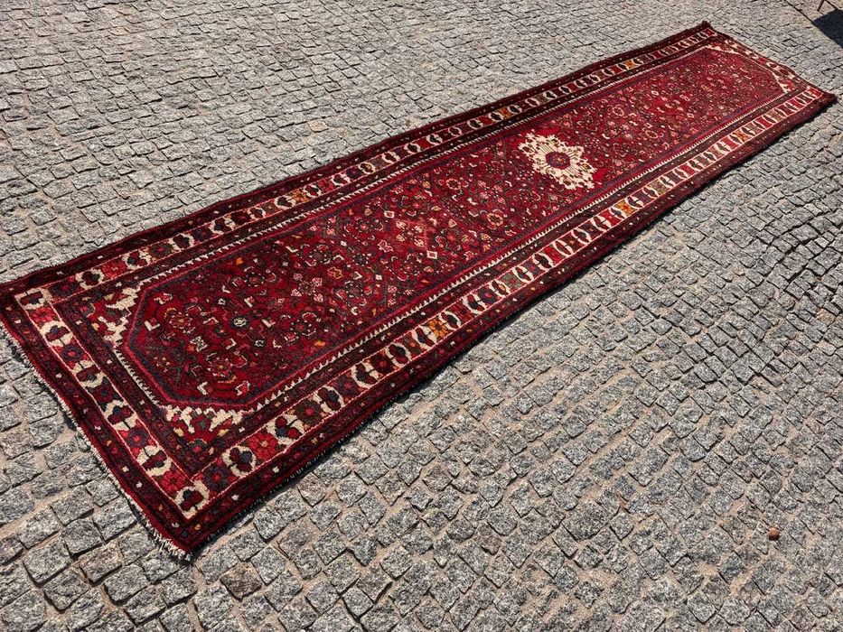 Chodnik dywan wełniany perski r.tkany Iran HAMADAN 400x90 gal. 15 tys