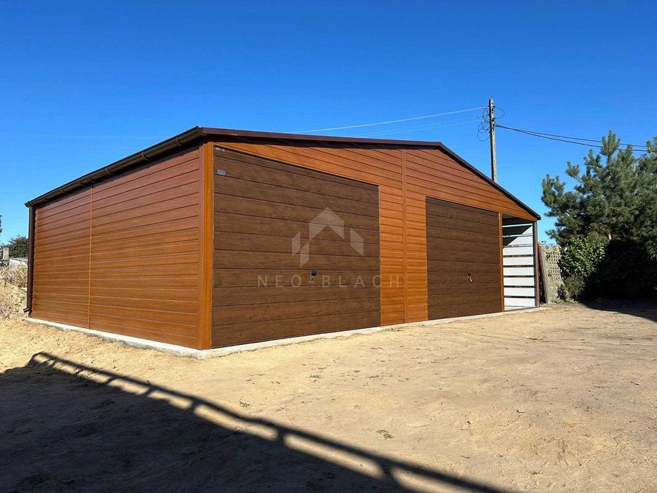 Garaż Blaszany 10X6M + Wnęka 2X1M2X Brama Uchyl Drzwi Okno Rynny Nb286