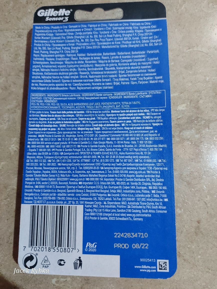 Maszynka na wkłady do golenia GILLETTE SENSOR3 6 szt.