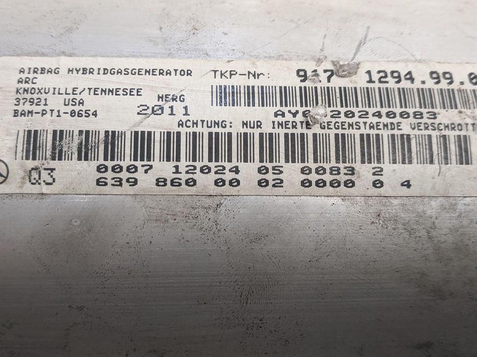 Подушка безпеки пасажира в торпедо Mercedes Vito W639 Вито 639