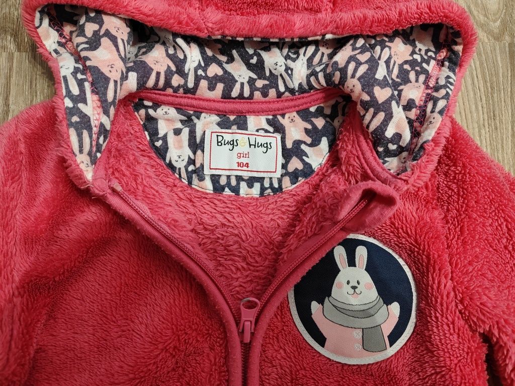 Ciepła bluza z kapturem rozpinana Bugs&Hugs dziewczynka 104
