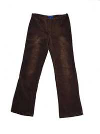 brązowe spodnie sztruksowe 42 XL kalamton damskie biodrówki niski stan