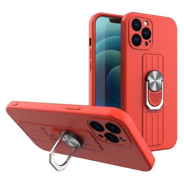 Etui Ring Case z Uchwytem na Palec do iPhone 12 Pro, Czerwone