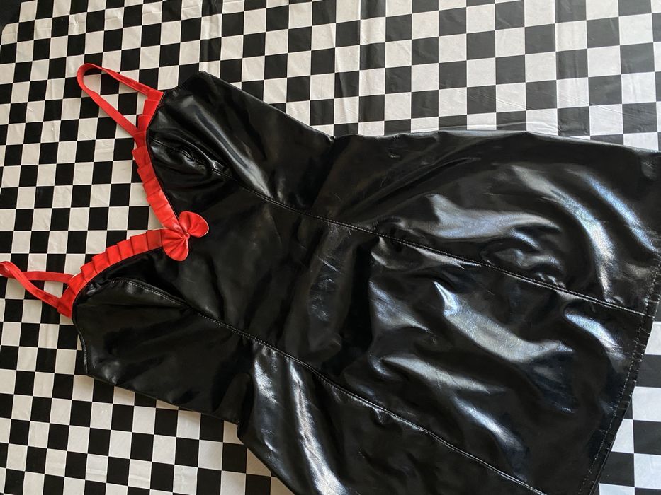 Латексна вінілова лакова лакована чорна латекс жіноча сукня пенюар