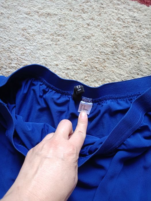 Spódnica długa letnia kobaltowa rozporki krótka mini podszewka H&M