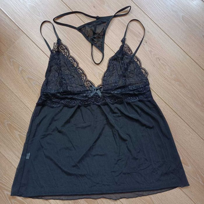 Еротичний пеньюар мереживо трусики стрінги комплект набір