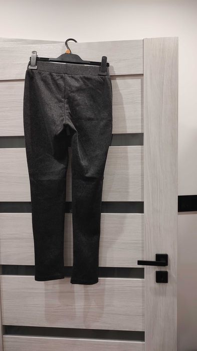 Spodnie damskie dziewczęce leginsy szare ciepłe materiał grubszy s