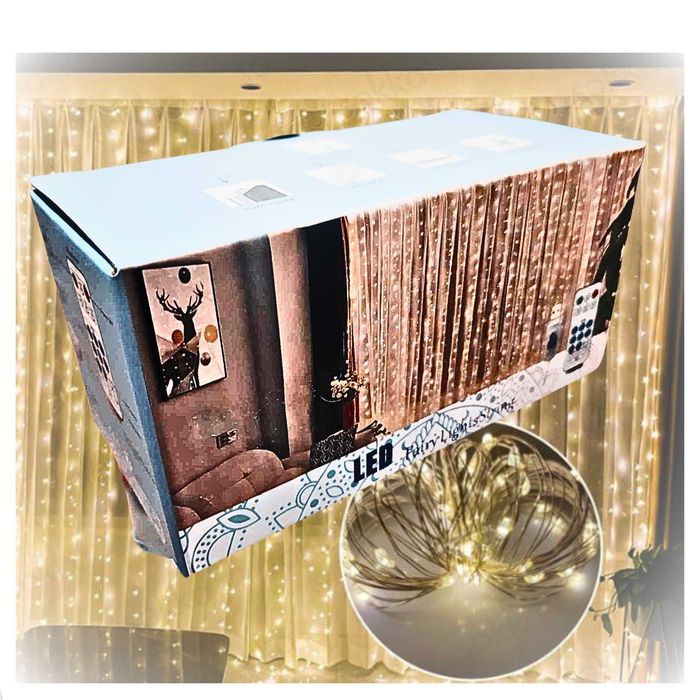 Kurtyna świetlna 300 LED lampki świąteczne girlanda 3m ciepła biel USB