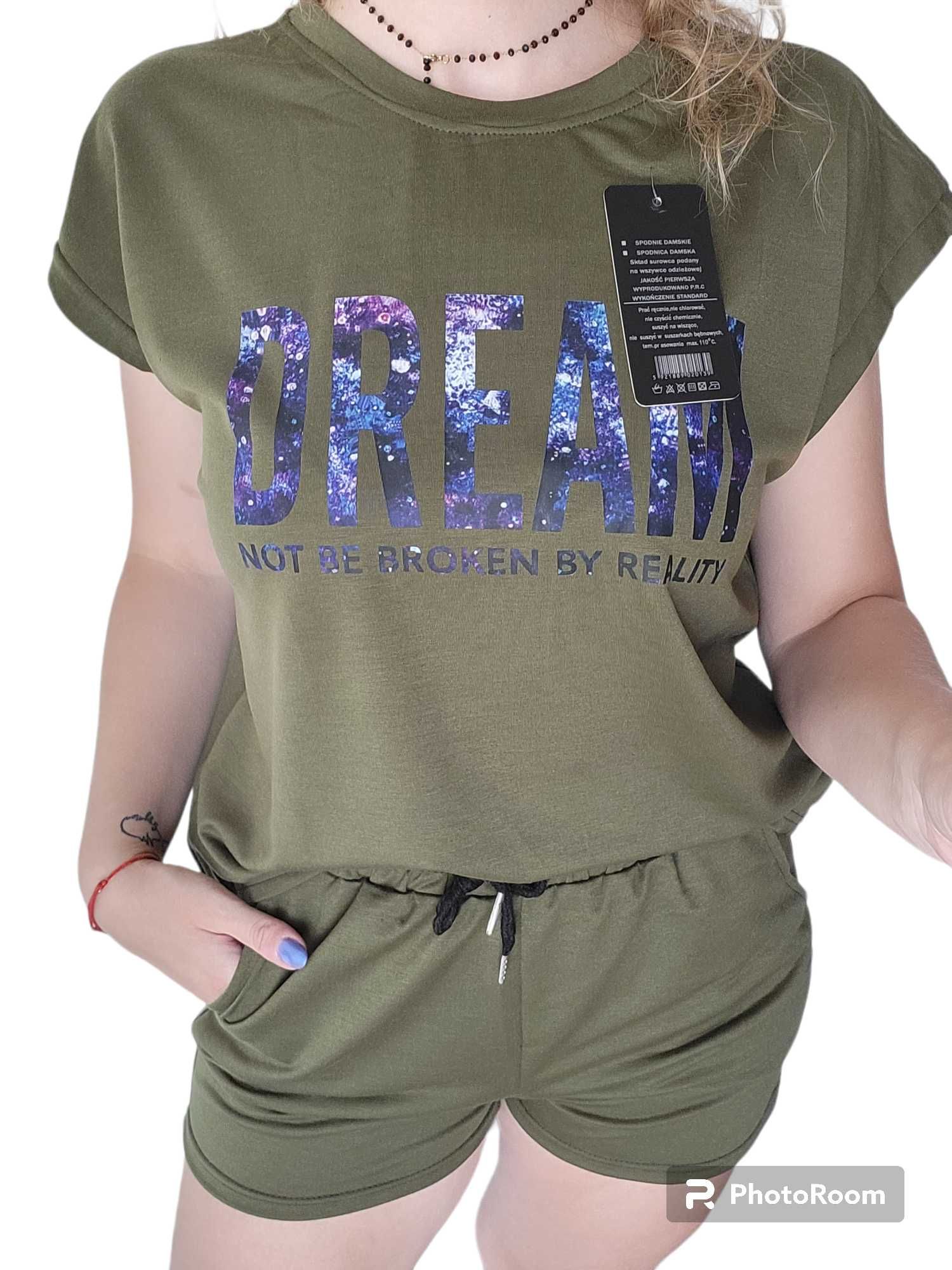 Komplet koszulka i szorty khaki L/XL