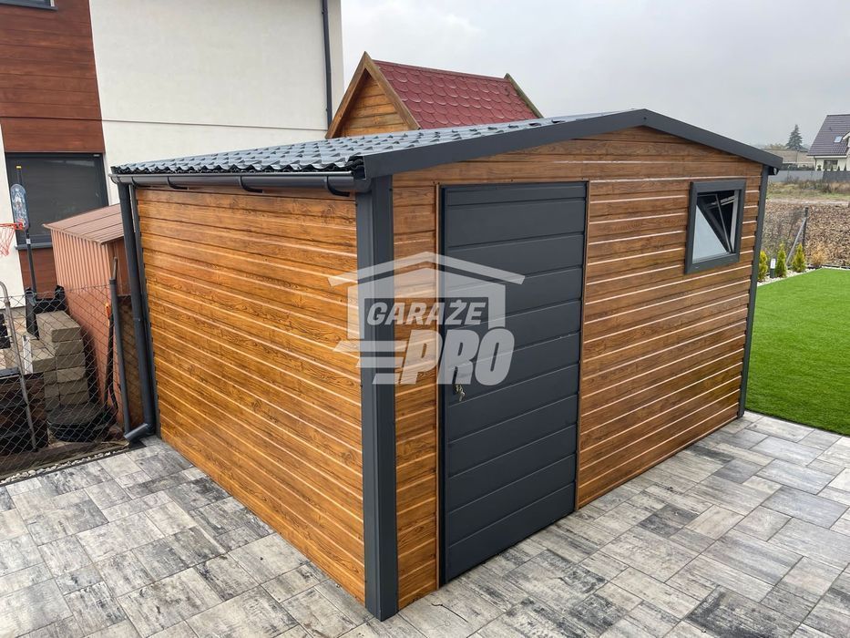 Domek Ogrodowy 3x3 Drzwi Okno rynny Blachodachówka  Antracyt GP233