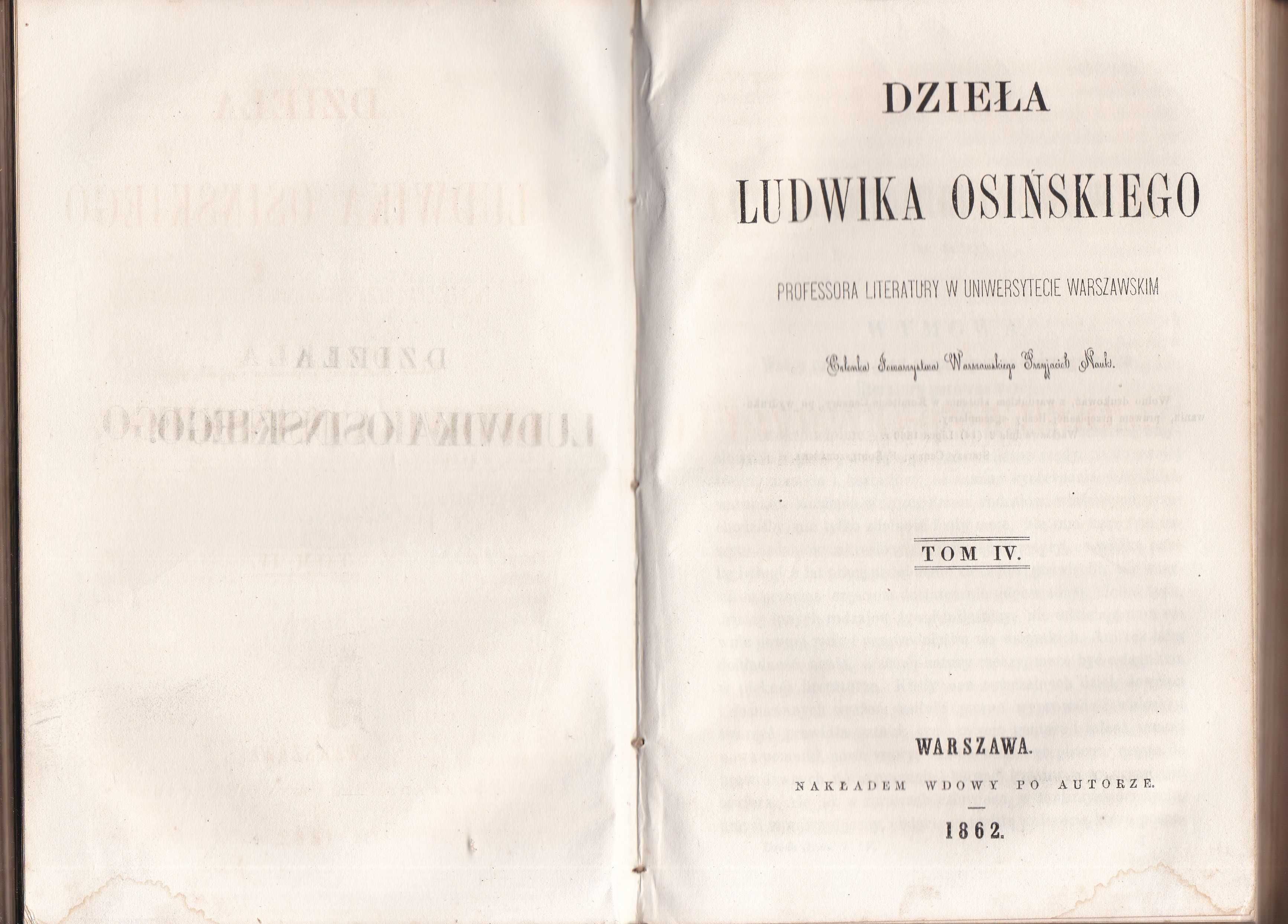 DZIEŁA Ludwika Osińskiego  Tom III i IV / 1861