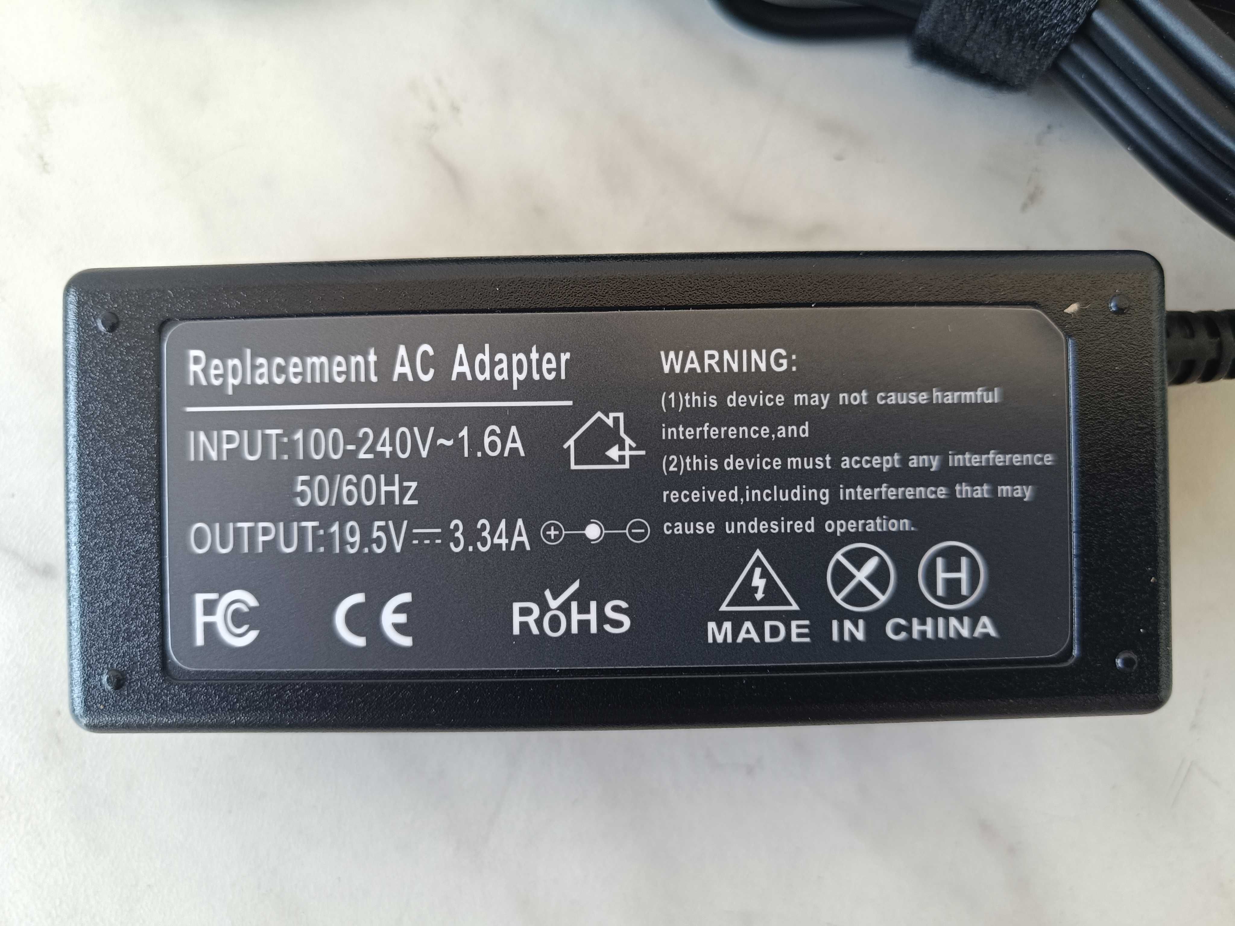 Zasilacz 65W do laptopa DELL 19,5V 3,34A 7,4x5,0mm pin + KABEL