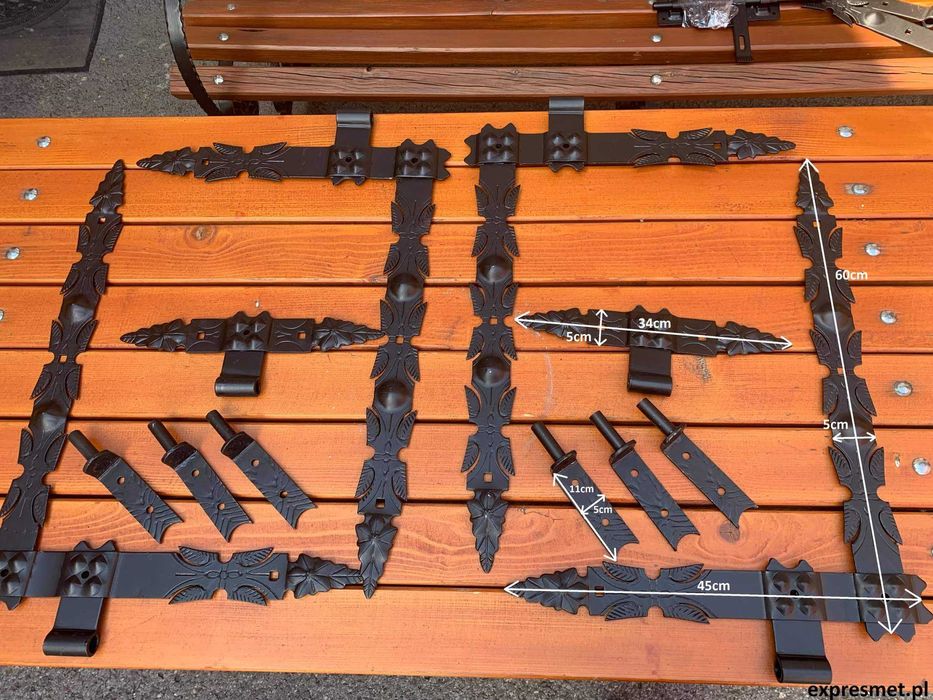 Zawias drzwiowy kuty narożny 50cm Zawias garażowy 6 elem.haki komplet