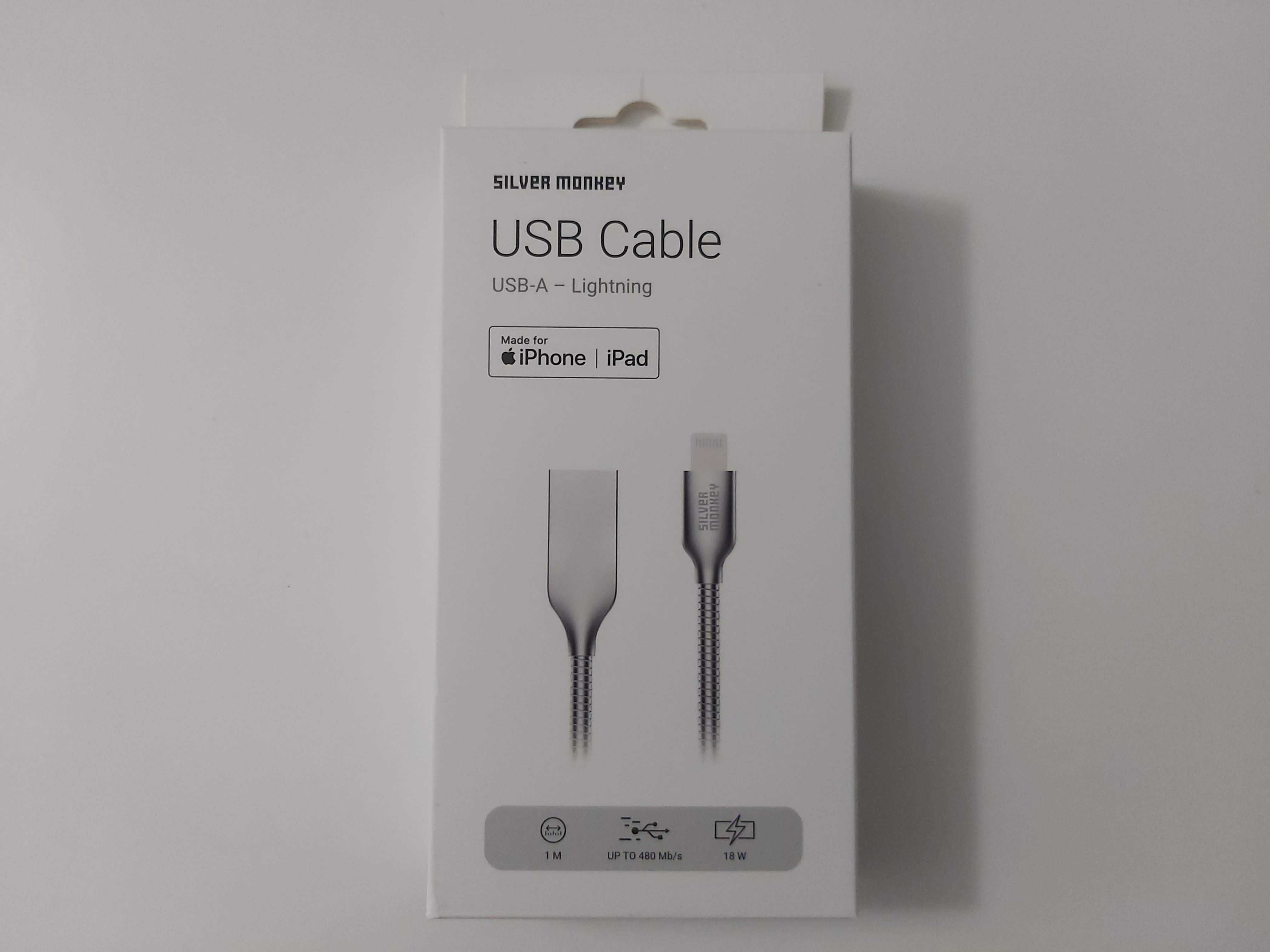 Kabel USB-A - Lightning 1m Metalowy Oplot IPhone iPad Nowy