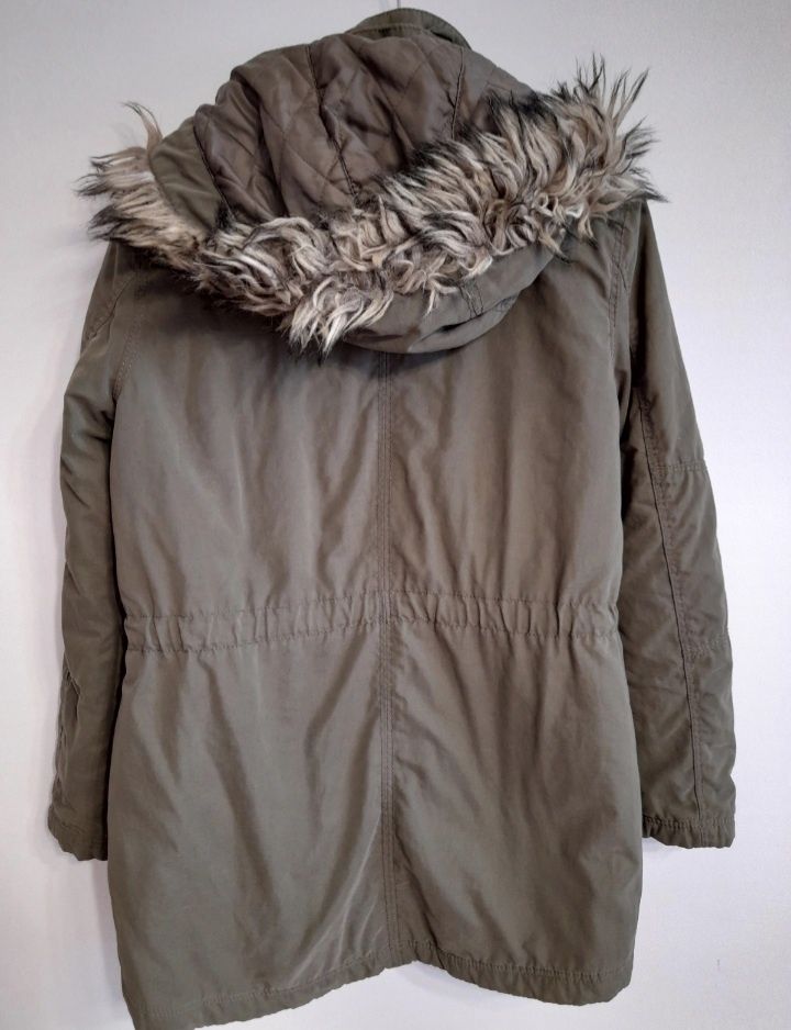 Kurtka, parka oliwkowa, H&M, rozm. S, 158/164,