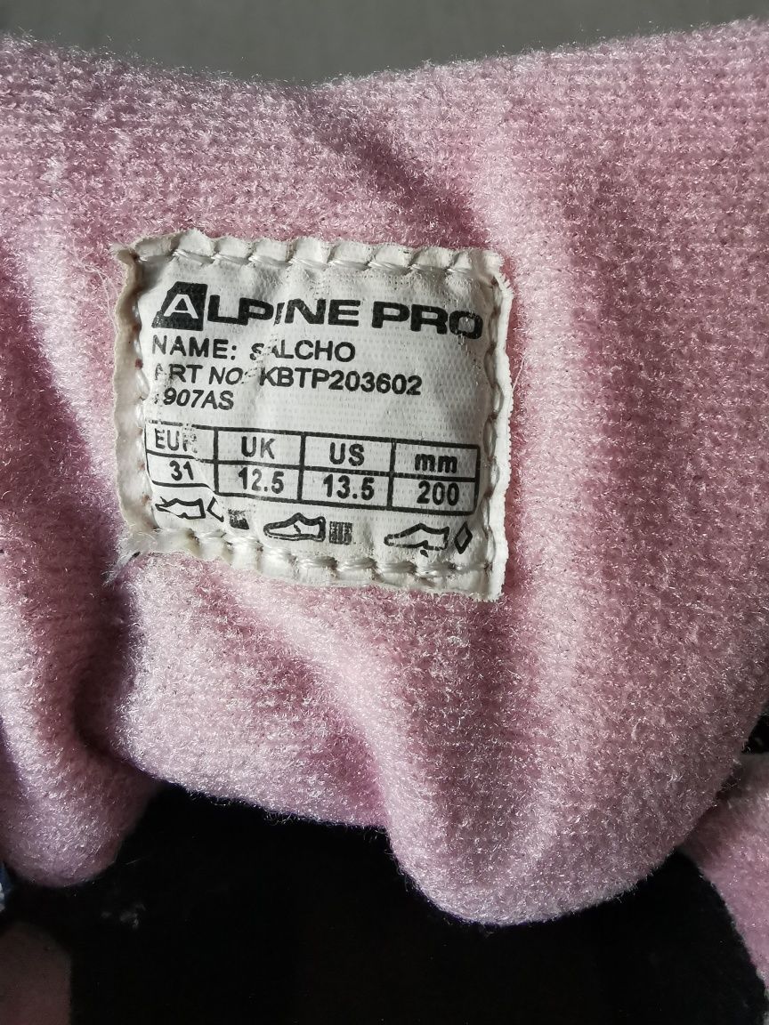 Buty zimowe dziewczęce Alpine pro 31 wodoodporne