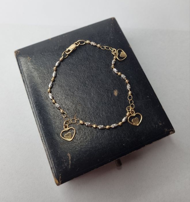Złota bransoletka serduszka złoto 585