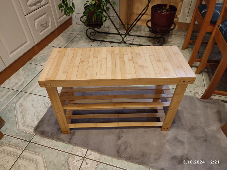 Nowy bambusowy regał półka na buty ławka styl drewniany