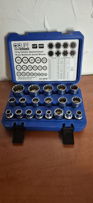 Zestaw Kluczy Nasadowych CCLIFE 19el. 8-32mm Torx E Stal Wanadowa Chro
