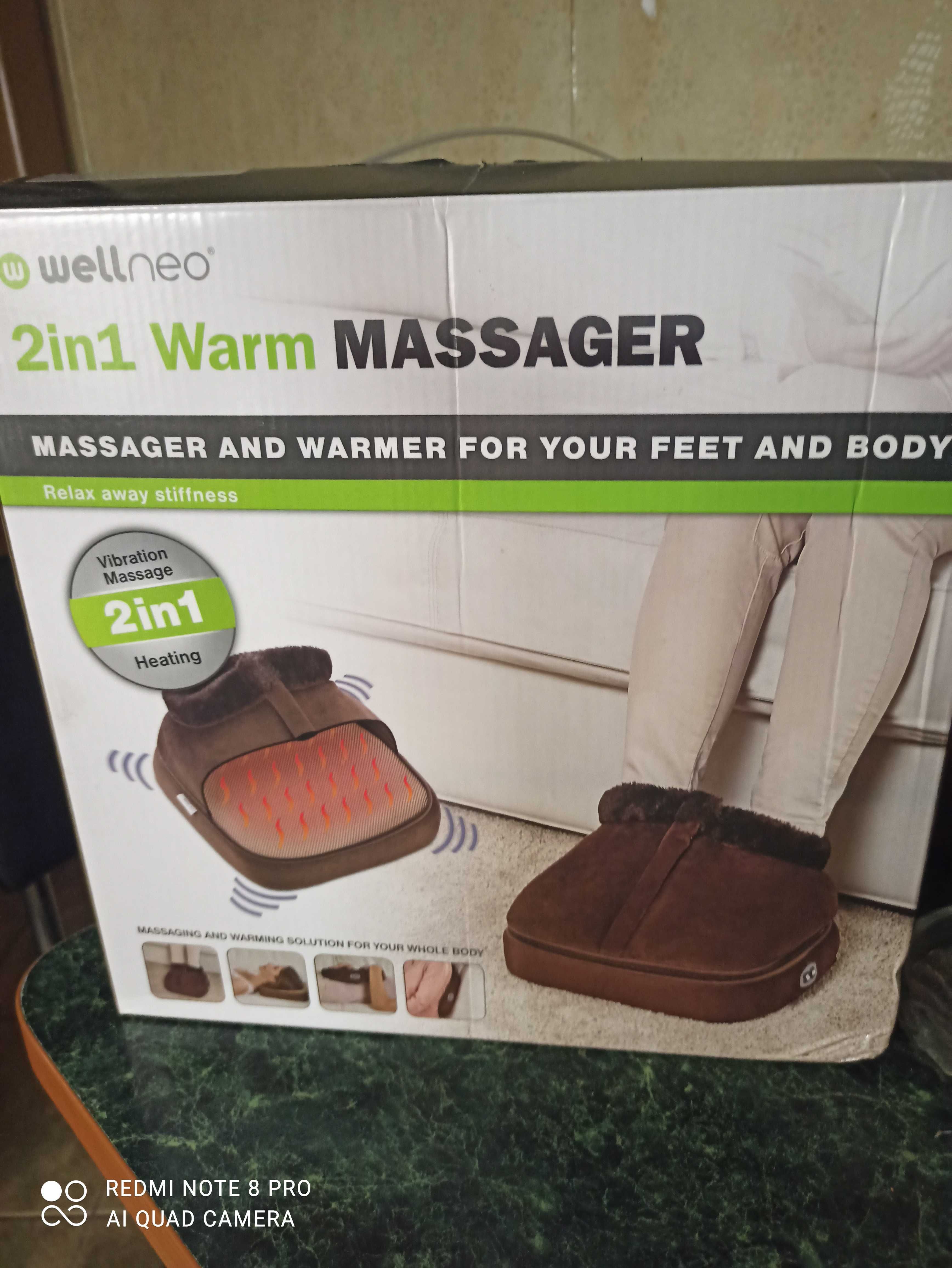 Вибромассажер Грелка для ног с подогревом Warm Massager 2in1