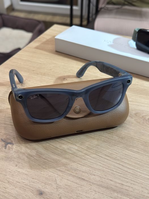 Очки Синие  Ray-Ban Meta Wayfarer Matte Jeans Frame Dusty Blue Lense