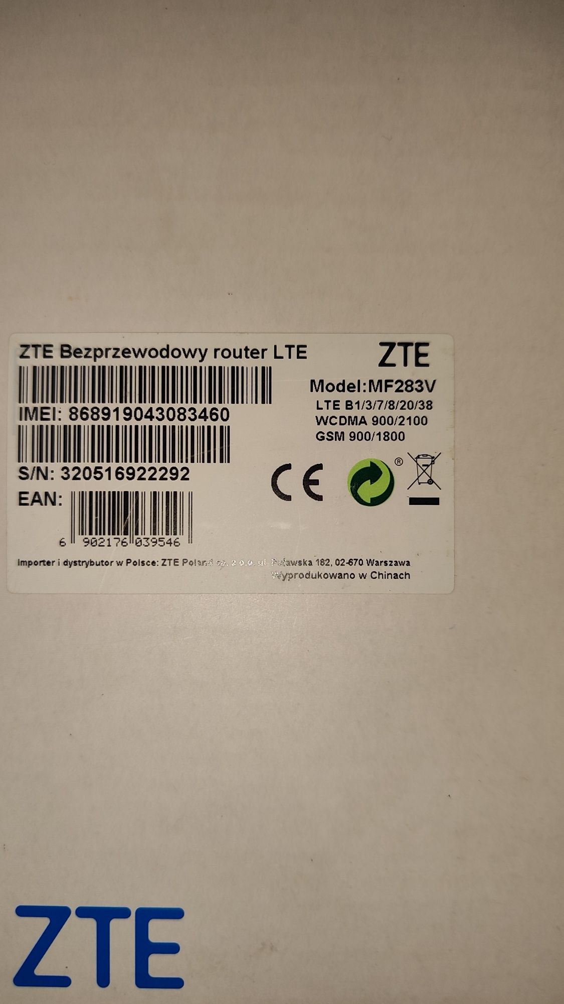 3G/4G WI-FI Роутер ZTE MF283V