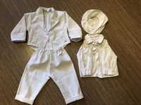 Ubranka garnitur komplet do chrztu dla chłopca.