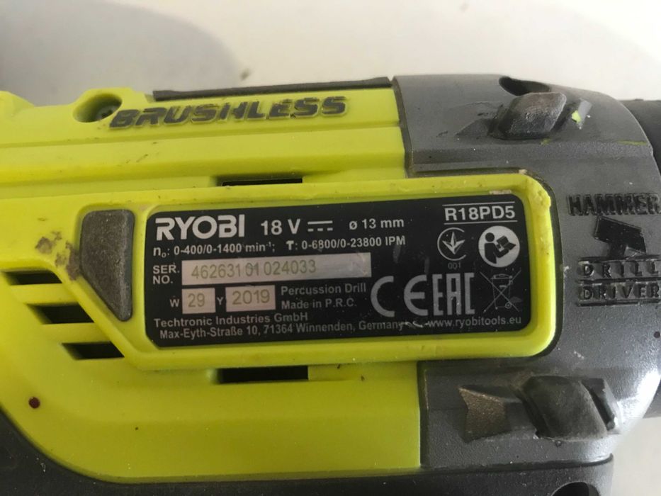 Акумуляторний шуруповерт безщітковий RYOBI R18PD5 ONE з Англії