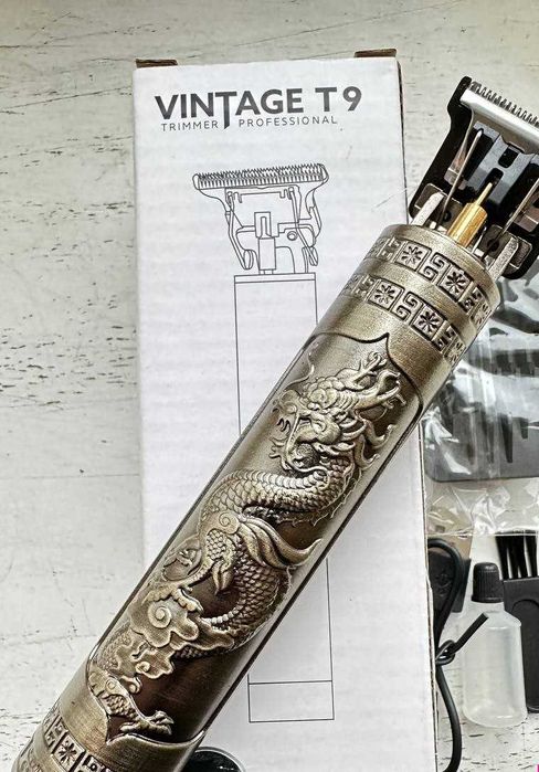 Акумуляторна машинка для стрижки волосся і бороди Vintage T9 Бронза