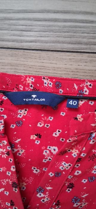 TOM TAILOR 40/L śliczna luźna czerwona w łączkę lekka przewiewna