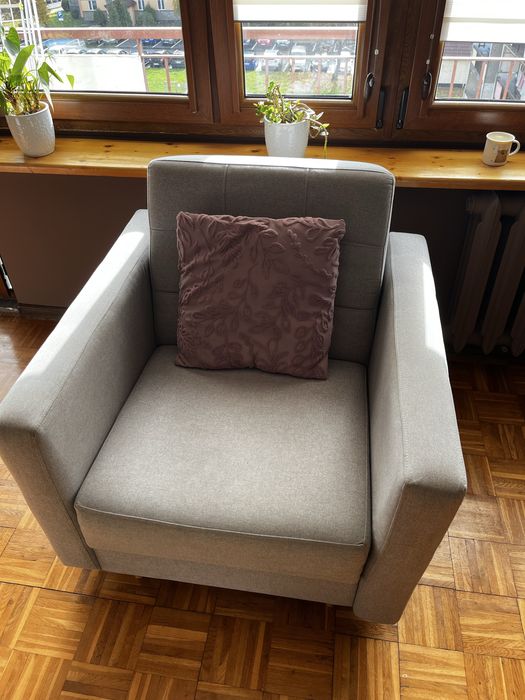 Komplet wypoczynkowy z funkcją spania + 2 fotele jasno szare