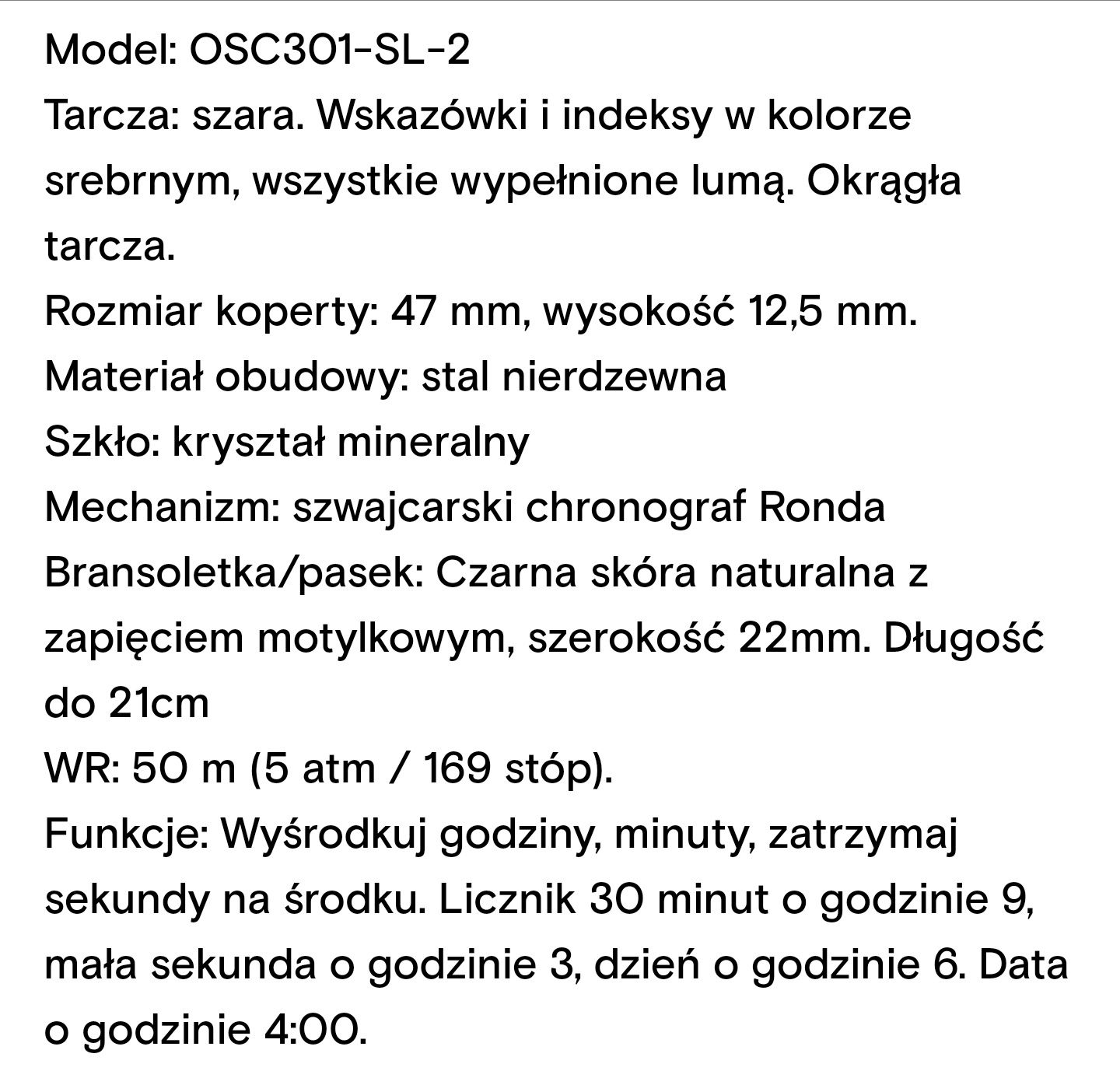 Szwajcarski zegarek Optima. Nowy. Gwarancja