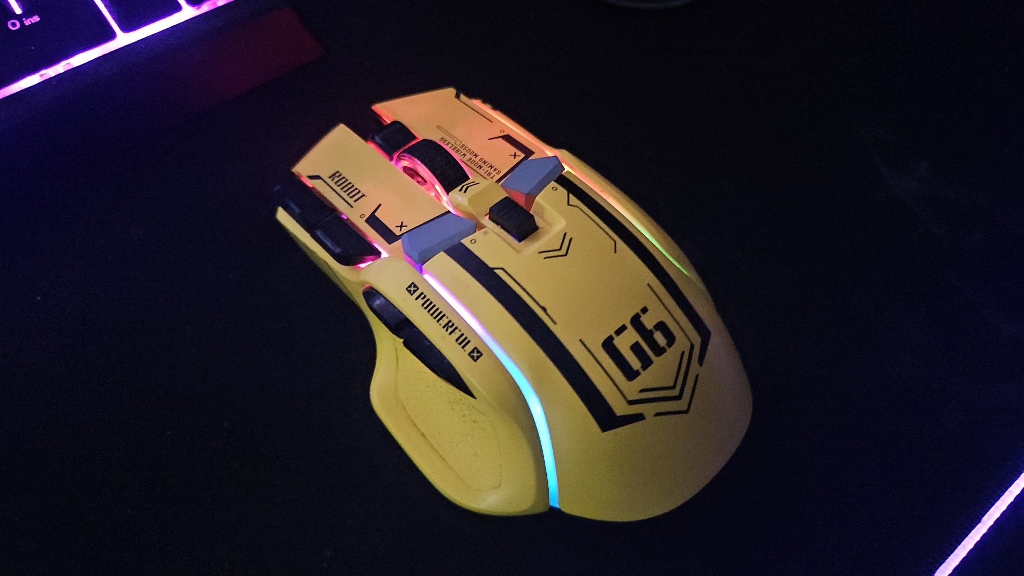 Myszka Gaming 4000DPI, 2.4ghz/BT, profilowana, bezgłośna, RGB