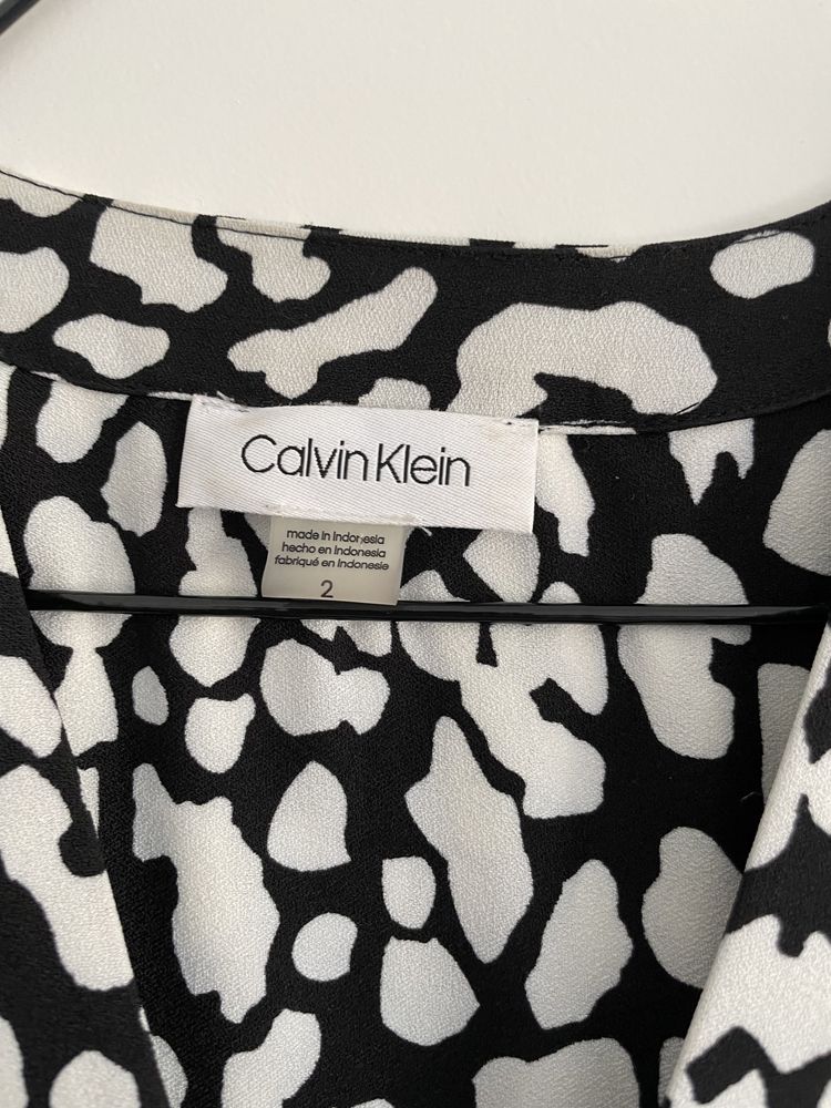 Vestido Calvin Klein, S, novo, preto e branco leopardo