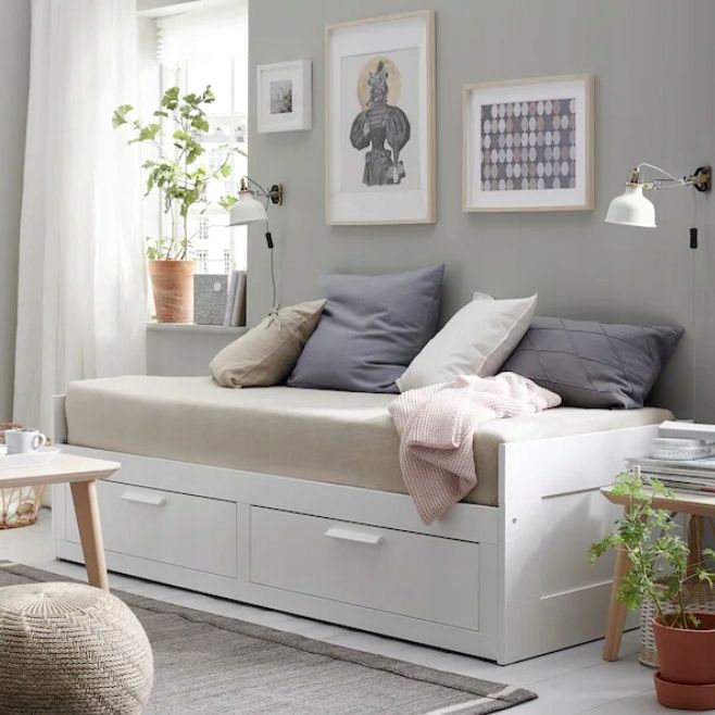 Ikea Brimnes leżanka łóżko rozsuwane King size 160x200 materace